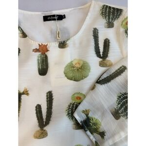 Ochanal Cactus Fully Lined Blouse Shirt 3/4 Sleeve Size 3X New NWT Southwest